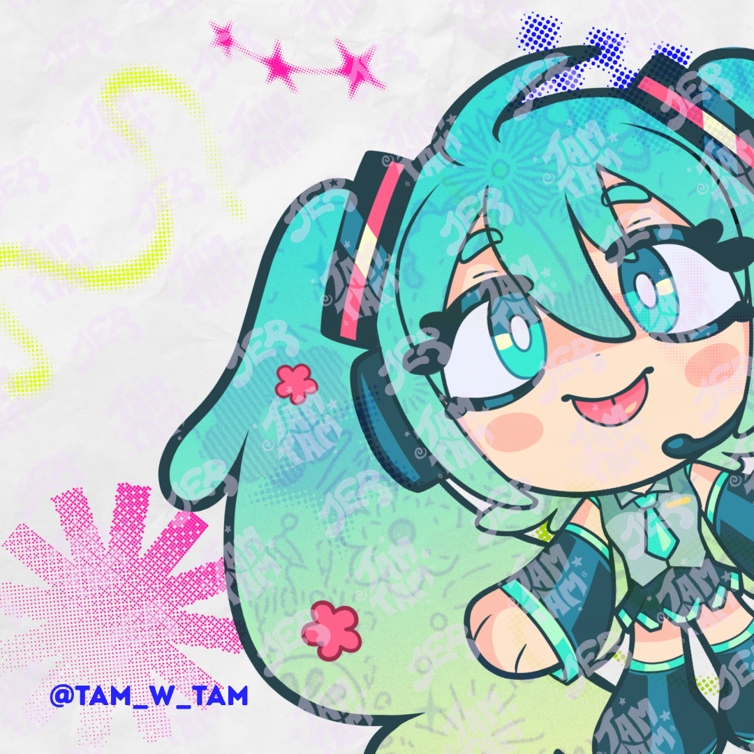 Stickers de vinil de 8cm de Miku & j-MUSIC