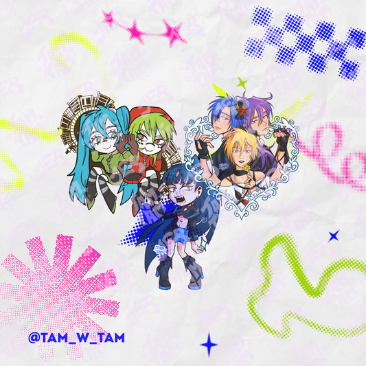 Stickers de vinil holográfico de 11cm de Miku & j-MUSIC