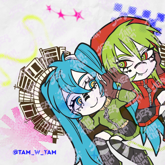 Stickers de vinil holográfico de 11cm de Miku & j-MUSIC