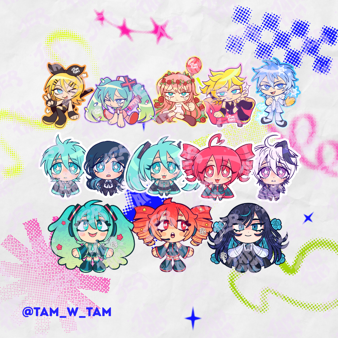 Stickers de vinil de 8cm de Miku & j-MUSIC