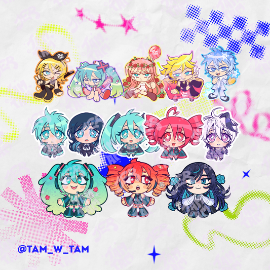 Stickers de vinil de 8cm de Miku & j-MUSIC