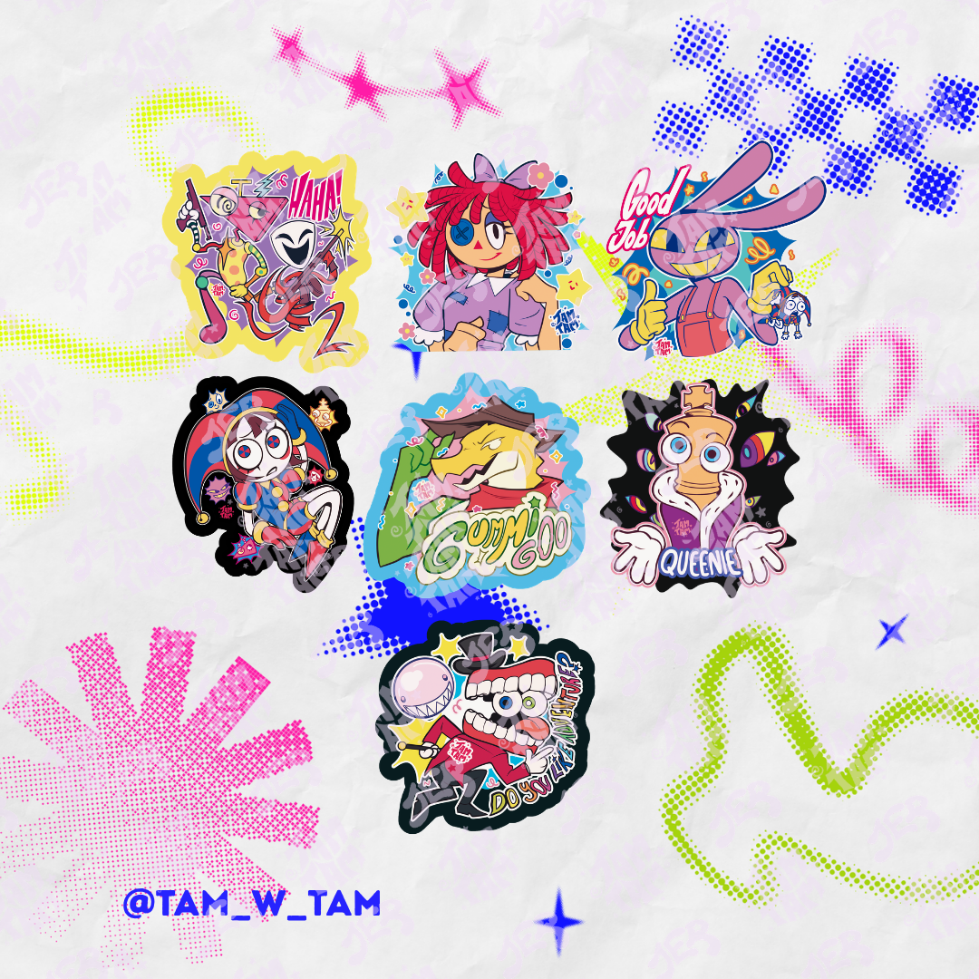 Stickers de vinil de 8cm de the amazing circus