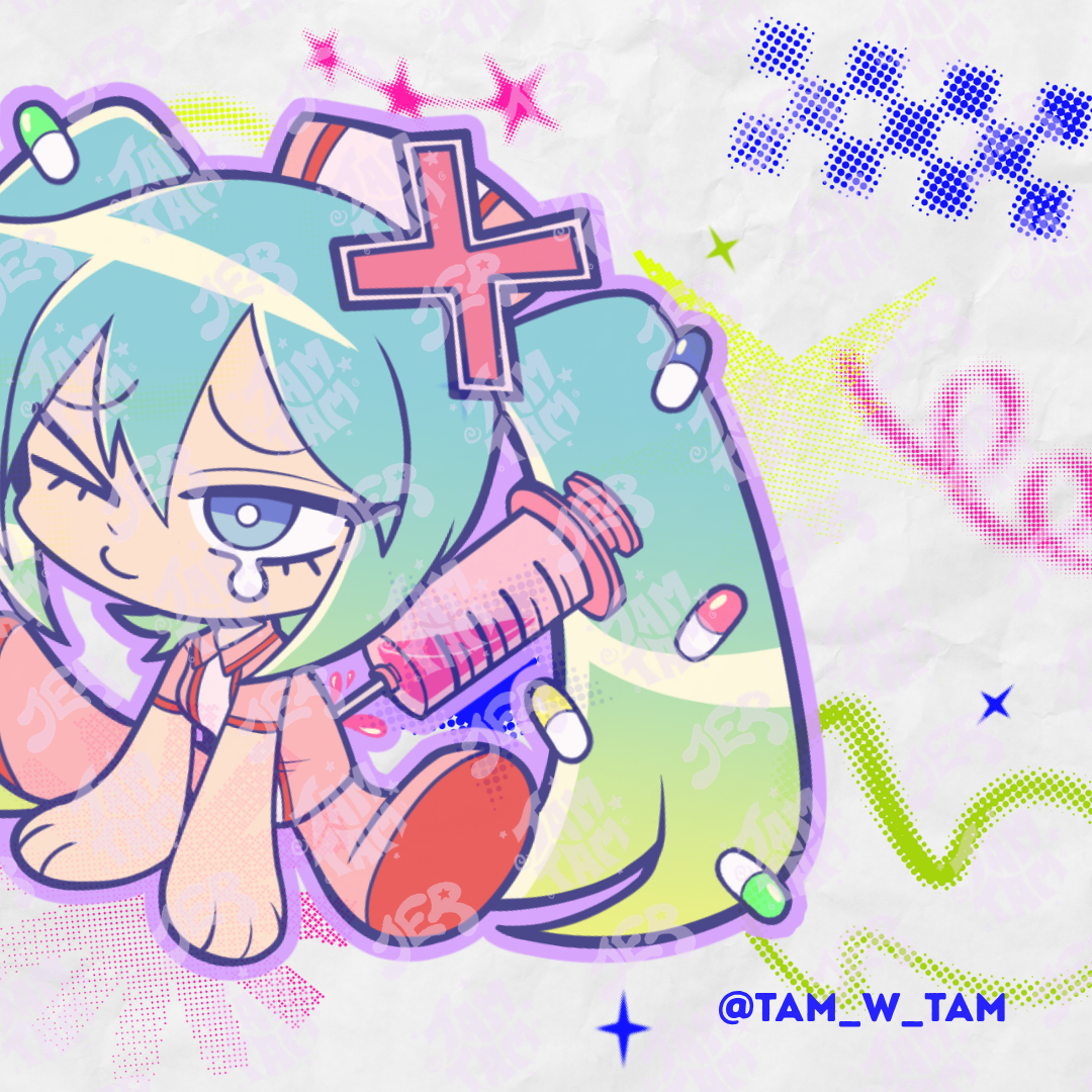 Stickers de vinil de 8cm de Miku & j-MUSIC