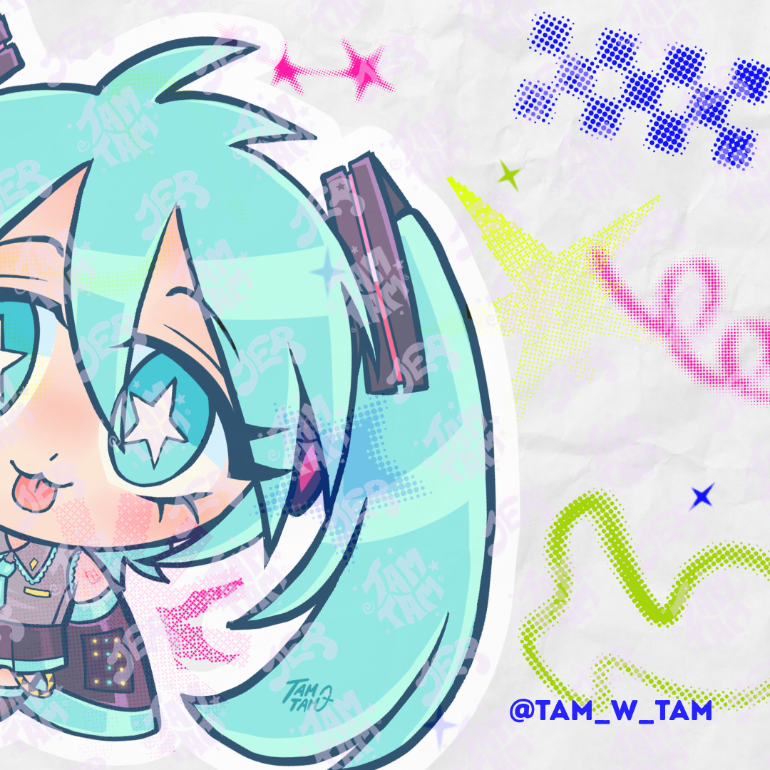 Stickers de vinil de 8cm de Miku & j-MUSIC