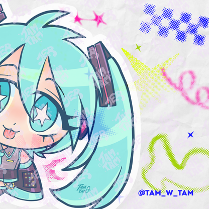 Stickers de vinil de 8cm de Miku & j-MUSIC
